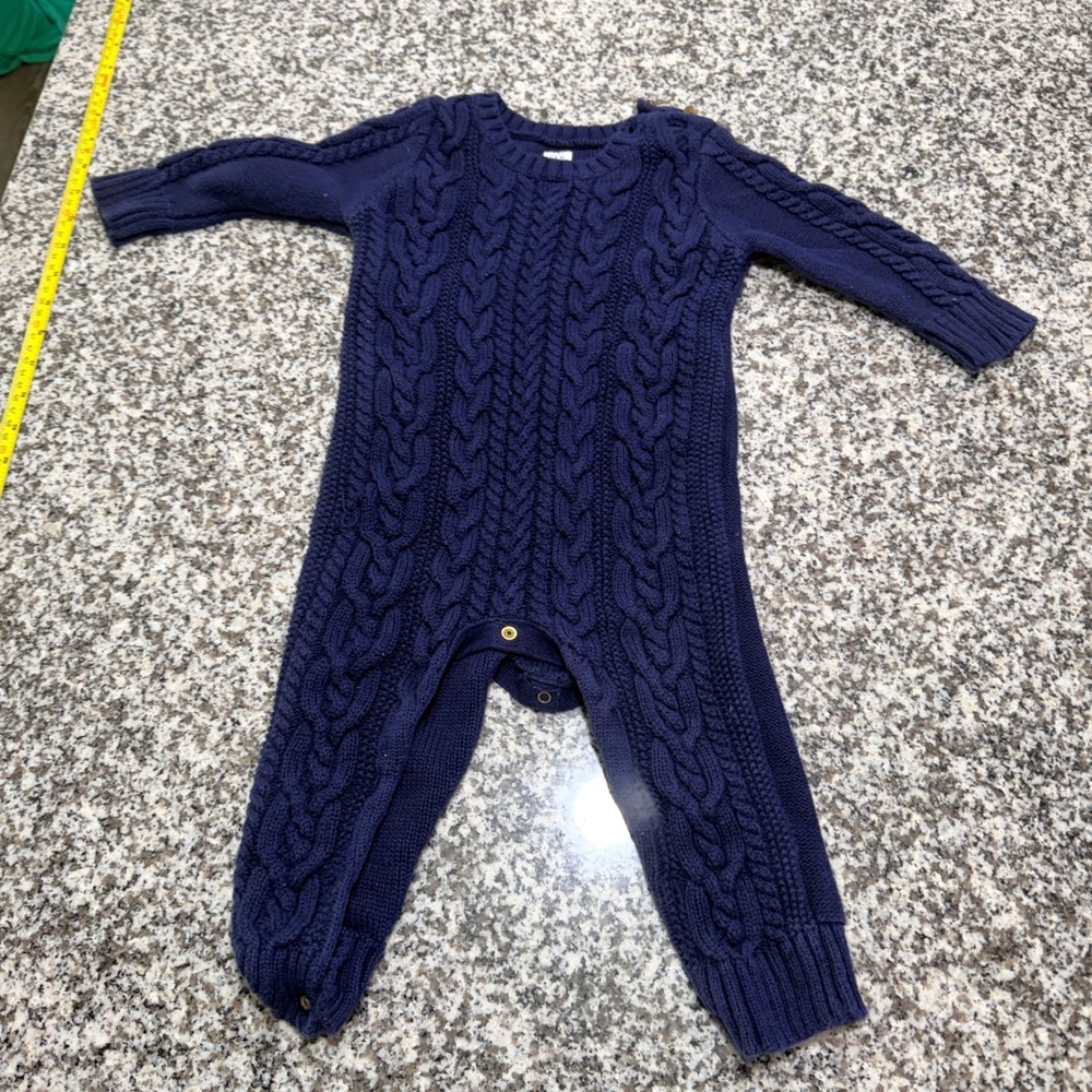 Baby Gap Cable Knit Romper One Piece Baby 12 18 Months Navy Blue Minimalist